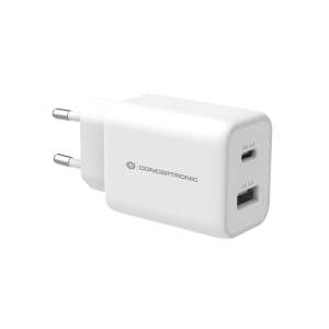 Conceptronic ALTHEA11W 33W USB-C and USB-A wall charger, white, with USB-C and USB-A ports - Phone Charger and External Battery & Power Bank