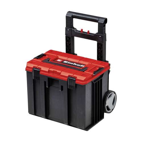 Einhell E-Case L kutija za alat na kotačima, crvena i crna, s kotačima i teleskopskom ručkom