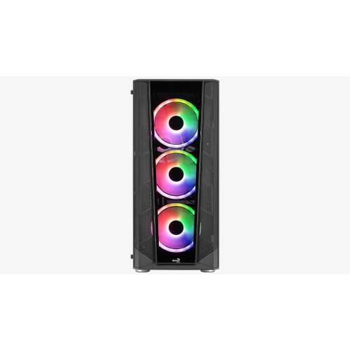 AeroCool Prism ARGB Computergehäuse, schwarz, Vorderansicht