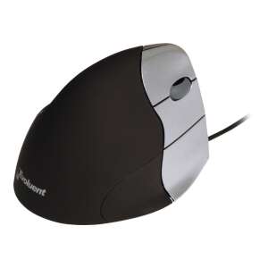 Evoluent VerticalMouse 3 bezprzewodowa mysz ergonomiczna, czarna i srebrna, widok pod kątem - Mysz