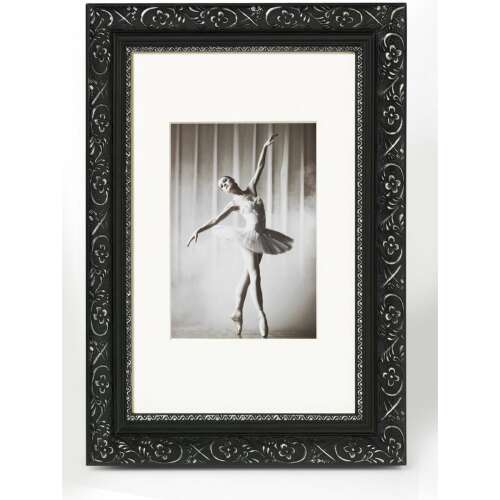 Walther CR030B Barokk képkeret, fekete és ezüst színben, passe-partouttal, portré vagy tájkép fotókhoz