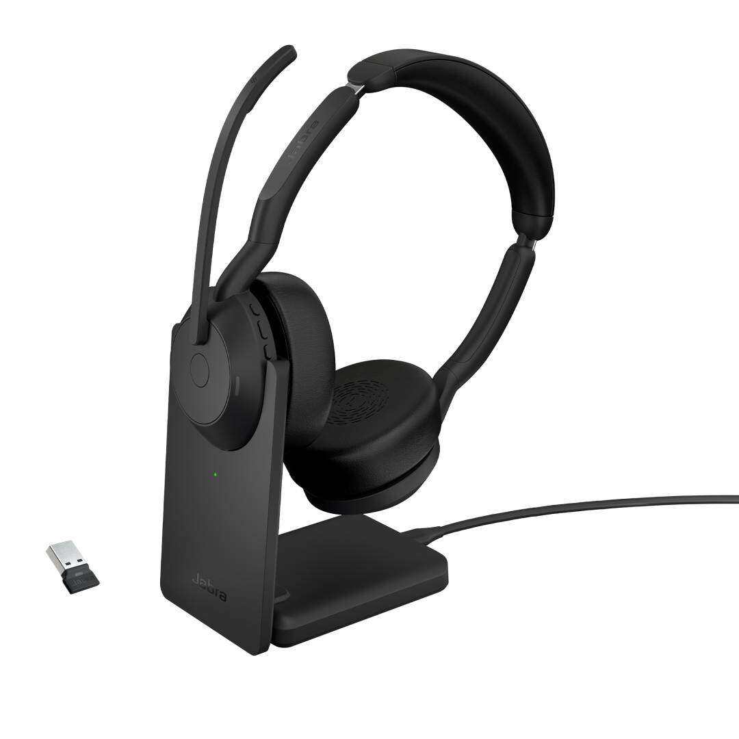 Jabra evolve2 55 (uc) wireless stereo headset - fekete + állvány