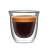 Bialetti Firenze 80ml double-walled glass espresso cup, filled with coffee