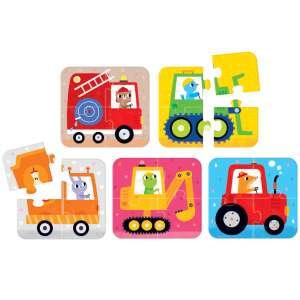 CzuCzu Fahrzeuge 5-in-1 Maxi Puzzle, 4-teilige Puzzle für Kleinkinder mit Fahrzeugen und Tieren - Puzzle & Rätsel