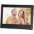 Sencor SDF 742 BK black digital photo frame displaying a couple blowing dandelions