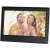 Sencor SDF 742 BK black digital photo frame displaying a couple blowing dandelions