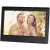 Sencor SDF 742 BK black digital photo frame displaying a couple blowing dandelions