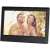 Sencor SDF 742 BK black digital photo frame displaying a couple blowing dandelions
