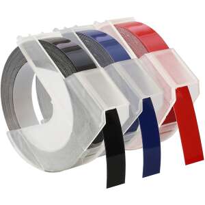 DYMO 9mm Crazy Color Etikettenband, 3er Pack, 3m pro Rolle, schwarz, blau, rot - Farbbänder für Drucker