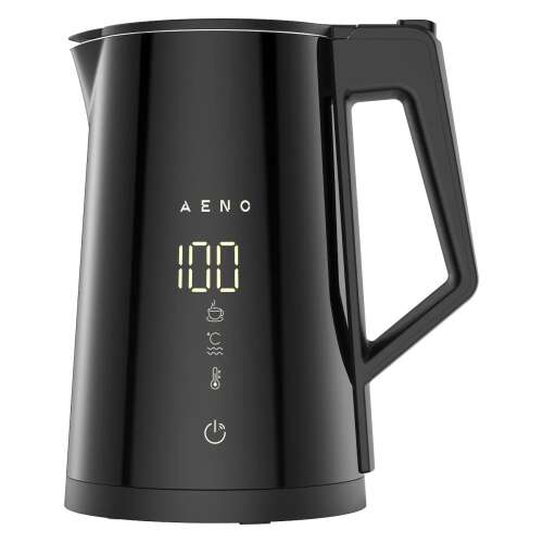 Aeno EK7S 1.7L elektromos vízforraló digitális kijelzővel, fekete, elülső nézet - AENO