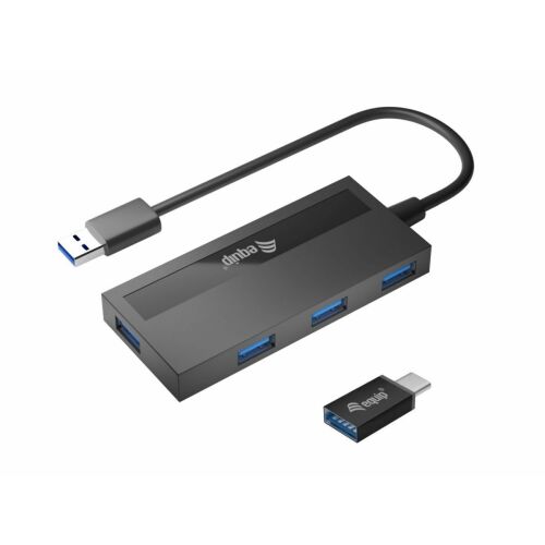 EQuip 4-Port USB 3.2 Gen 1 Hub with USB-C Adapter Black 128956