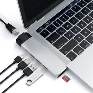 Satechi Hub PRO Type-C din aluminiu (HDMI 4K,PassThroughCharging,1x USB3.0,1xSD,Ethernet) - Argintiu 71939201 Hub-uri USB