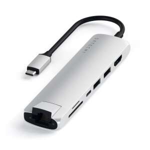 Satechi Aluminium Type-C Slim Multiport (1xHDMI 4K, 2x USB-A, 1x SD, 1x Ethernet) - Argintiu 71939585 Hub-uri USB