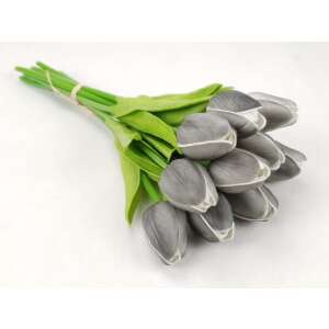 Tulipán habgumi10 szálas csokorban 35cm #szürke