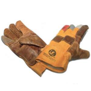 Bőr munkakesztyű pár, sárga és barna díszítéssel, védelem és tartósság érdekében - Micul Fermier