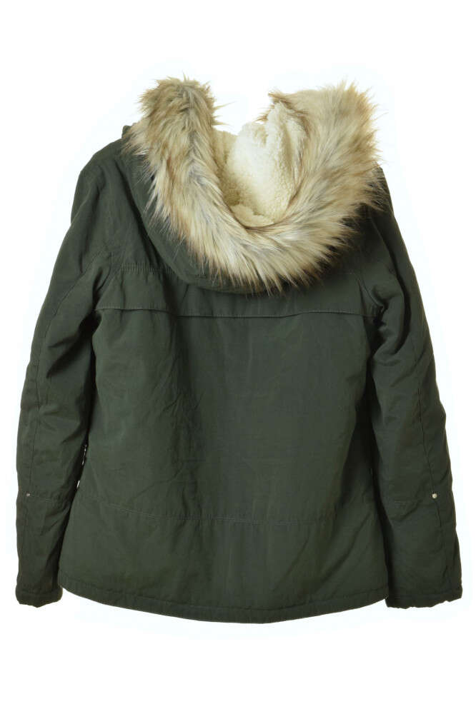QS sötétzöld, műszőrmés női téli kabát – M