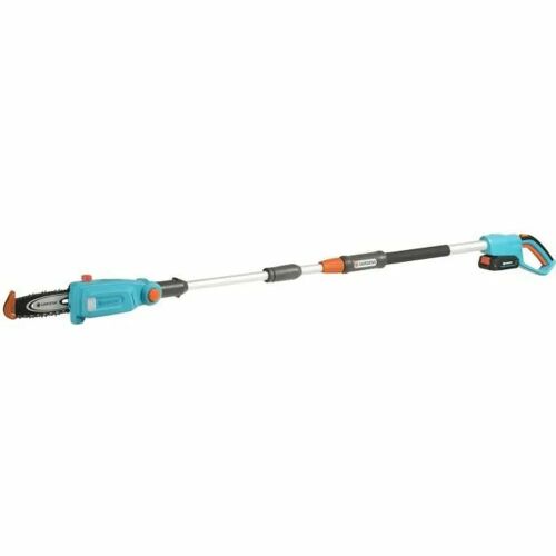 Gardena TCS 20/18V P4A cordless telescopic pole saw on white background