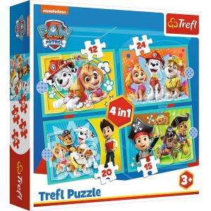 Trefl 4in1 Paw Patrol Puzzle, 71 pieces, featuring Marshall, Skye, Chase, and Ryder - Puzzle