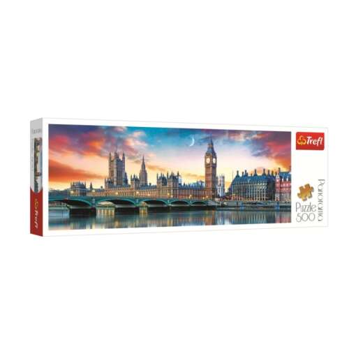Puzzle Panoramic Big Ben și Palatul Westminster din Londra din 500 de piese Trefl