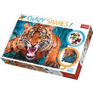 Trefl Crazy Shapes Puzzle - Egy tigrissel szemben 600db 32082940 Puzzle