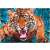Close up of the completed Trefl Crazy Shapes 600 piece jigsaw puzzle, tiger in water