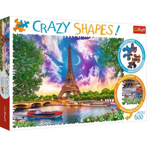 Crazy Shapes Puzzle Vedere al Turnului Eifel din Paris si a raului Sena din 600 de piese Trefl 32082966