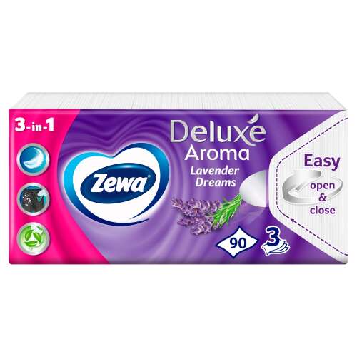 Zewa Deluxe 3 rétegű Papír zsebkendő - Lavender Dreams 90db 