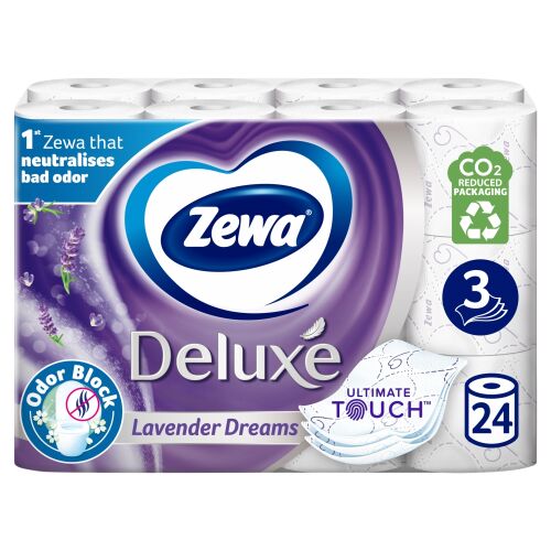 Zewa Deluxe Lavender Dreams 24 rolls pack, odor neutralizing toilet paper