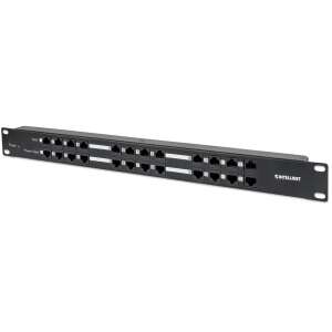 Intellinet 720342 19 Zoll 24 Port Patch Panel, schwarz, Vorderansicht - Intellinet