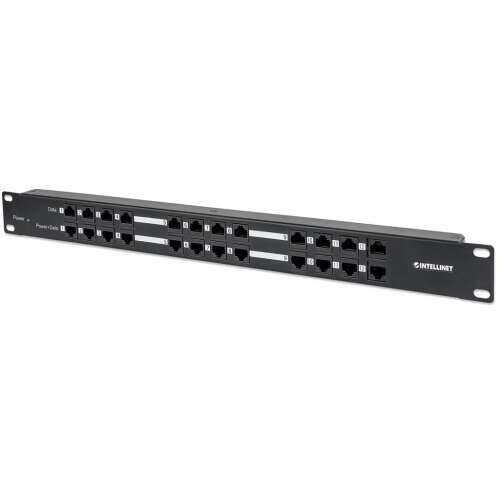 Intellinet 720342 19 Zoll 24 Port Patch Panel, schwarz, Vorderansicht