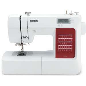 Brother CS10S sewing machine, white with red accents, front view - Sewing Machine
