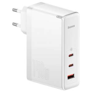 Baseus GaN5 Pro 140W fast charger with 2 USB-C and 1 USB-A ports, white - Baseus Phone Charger