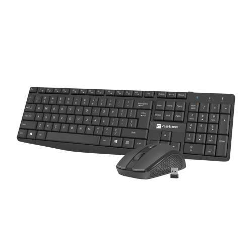 Natec Squid Drahtloses Tastatur- und Maus-Set - Schwarz (US)