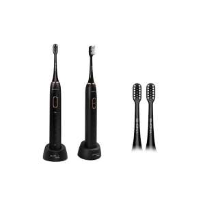 Shona Sonic Pro Black electric toothbrush with two charging stations and two replacement brush heads - Mouth shower and Electric toothbrush