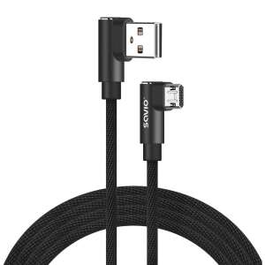 Kabel Savio USB-A do Micro USB 90 stopni, 2m, czarny - Kabel