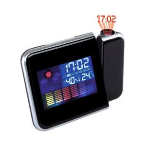 TOO DCP-200-B fekete projektoros ébresztőóra LED kijelzővel, hőmérséklettel, időjárás-előrejelzéssel és idővetítéssel - Ébresztőóra