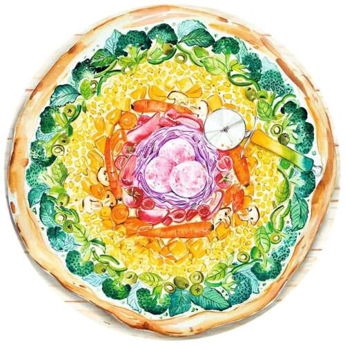 Ravensburger Circle of Colors 500 darabos kirakós játék, színes pizza illusztrációval