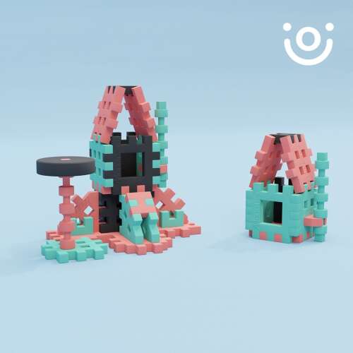 Marionex Mini Waffle Constructor Expert 71 darabos építő készlet, ház és torony építési példák