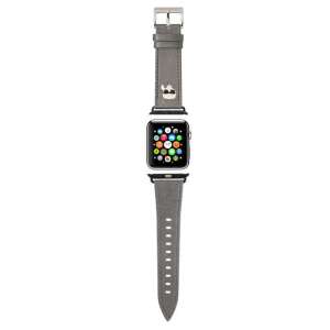Karl Lagerfeld Saffiano srebrny pasek do Apple Watch 38/40mm z motywem Karl's Head - Pasek do inteligentnego zegarka