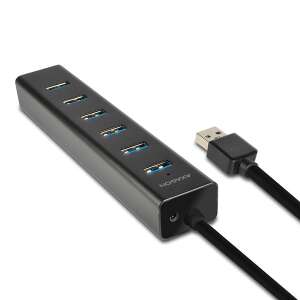 Pohľad z uhla na Axagon 7-Port USB 3.0 Hub - AXAGON