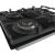 Close-up of Gorenje GTW641EB black gas cooktop with cast iron grates