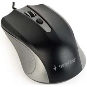 Mouse optic Gembird MUS-4B-01-BS cu fir, negru și argintiu - Gembird
