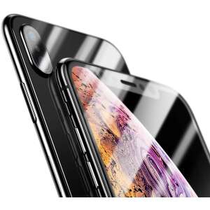 Baseus 0.3 mm edzett üveg képernyővédő fólia az Apple iPhone Xs Max készülékhez, elülső és hátsó, átlátszó - Baseus