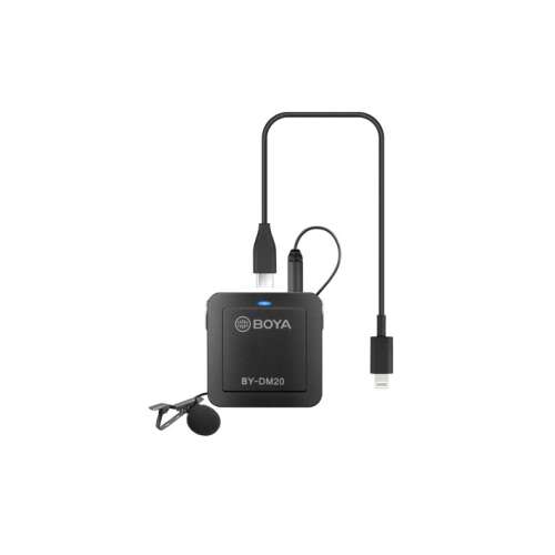 Boya BY-DM20 Zestaw nagrywający dwukanałowy z dwoma mikrofonami lavalier, kablem USB-C do Lightning, kablem USB-C do USB-A i kablem USB-C do USB-C