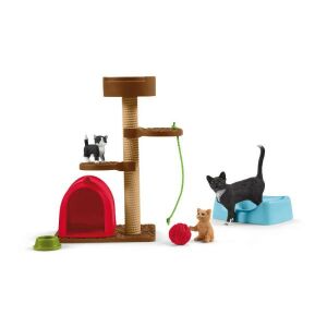 Schleich Cat Playground Playset with Cat Figures and Accessories - Figure