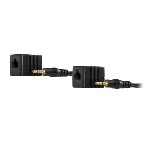 Lindy Sztereó Audio CAT5 Extender, 2 darabos csomag, fekete, RJ45 - 3.5 mm jack