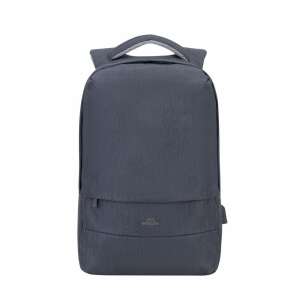 RivaCase Prater 15.6 inch laptop backpack, dark gray, front view - RIVACASE
