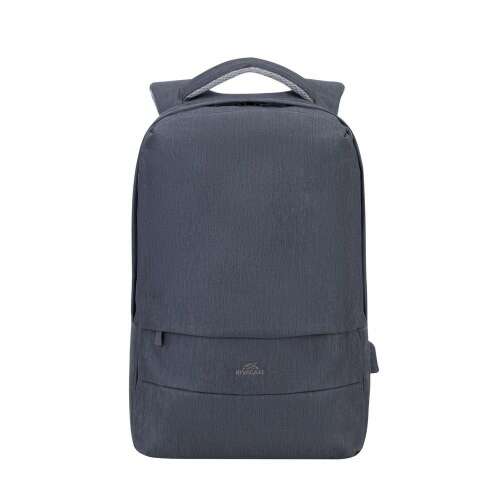 RivaCase Prater 15.6 inch laptop backpack, dark gray, front view