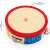 Hape Top-along Tambourine, wooden tambourine with red rim, colorful design, musical notes, showing dimensions