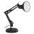Emos Dustin black desk lamp with white shade, side view